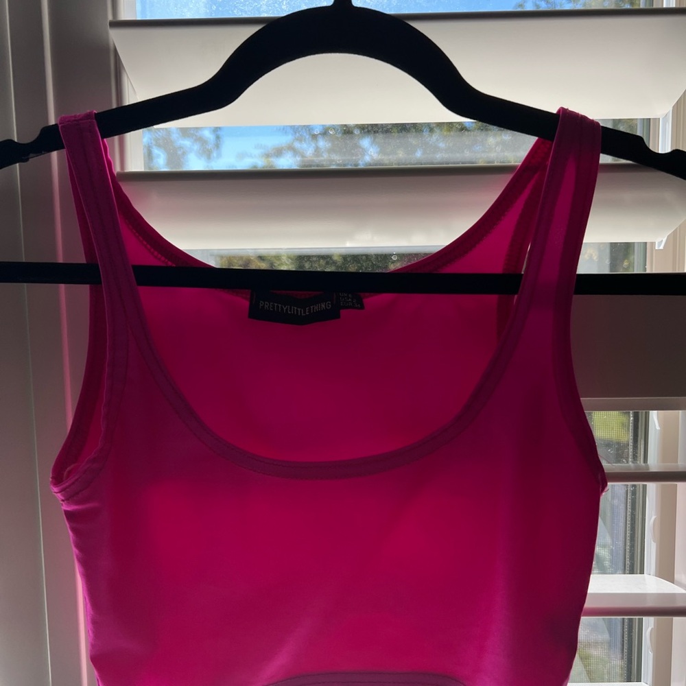 PrettyLittleThing Pink Bra Crop Tank Top